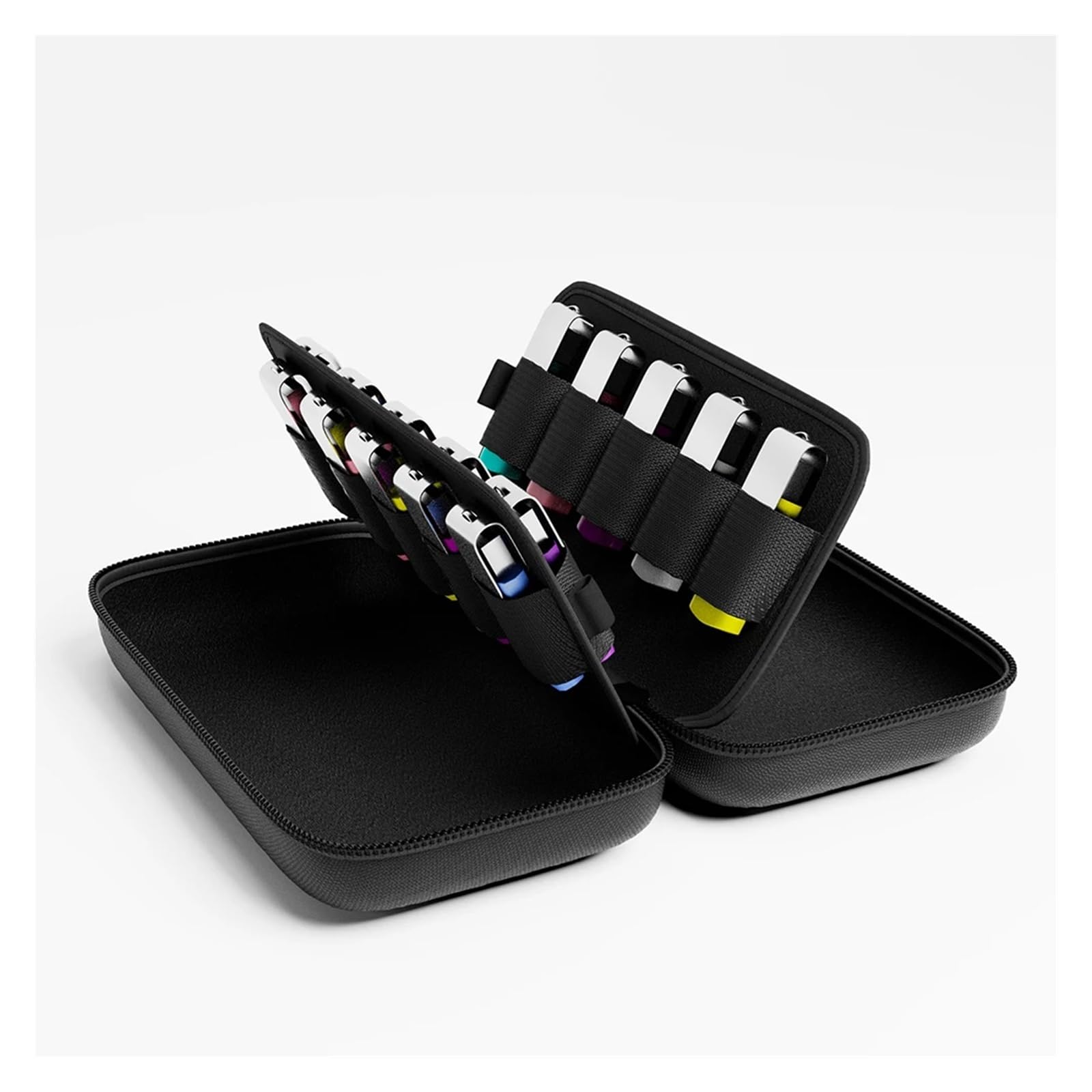 Estuche de almacenamiento para disco duro con 20 ranuras para unidad flash USB, soporte duro de EVA, organizador de pulgar de nailon a prueba de golpes, color negro