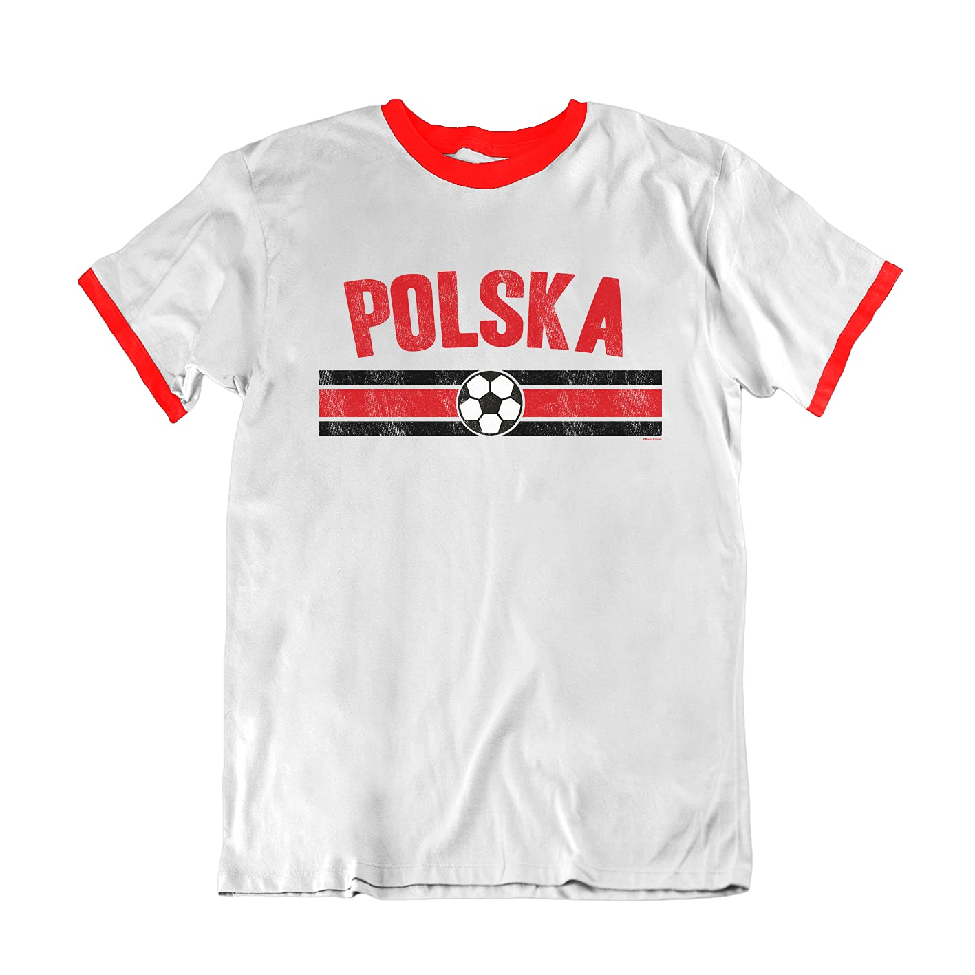 Mens Poland 2021 Football T-Shirt Distressed Country Strip Polish Euro Team