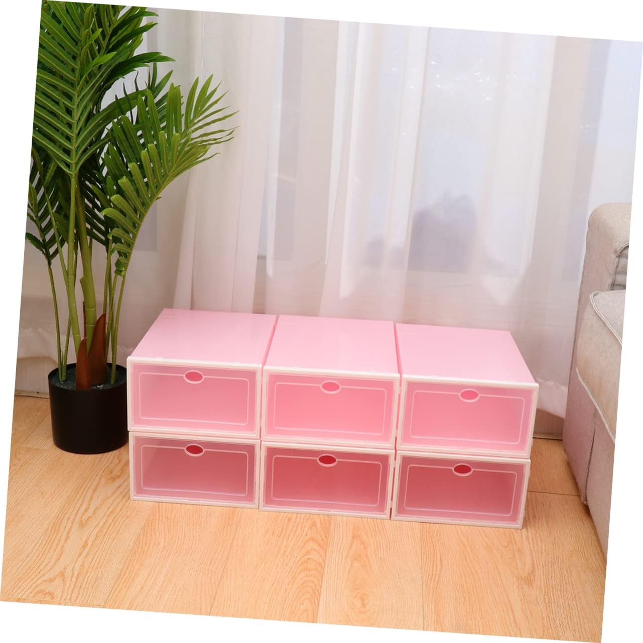 Zerodeko 6pcs Endurable Thicken Shoe Box Stackable Shoe Storage Bin Boxes for Storage Container