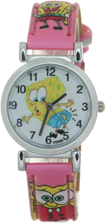 TimerMall Fashion Cartoon SpongeBob Round Face Kids Watches