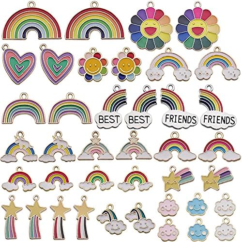 CENRONG Alloy Assorted Enamel Charms, 100 PCS Bow-Knot Cat High Heels Handbag Lovely Pattern Charms for Women Girls DIY Jewelry Crafting Making