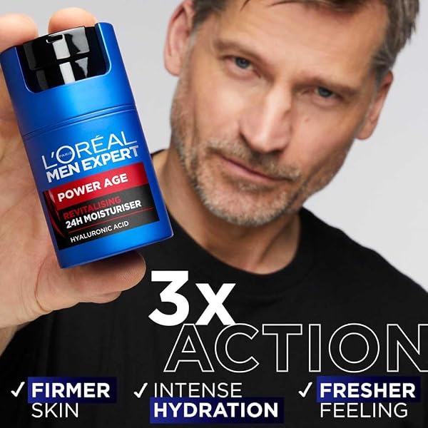L'Oréal Crema hidratante para hombre, Antiarrugas y antienvejecimiento, Con ácido hialurónico hidratante para el envejecimiento, Para pieles secas y apagadas, Men Expert Power Age, 100ml - 3