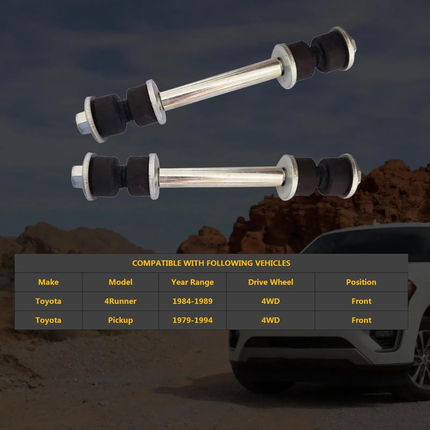 2pc Front Sway Bar Link Kit K9225 for Toyota 4Runner 1984 1985 1986 1987 1988 1989 4WD, Suspension Stabilizer Bar End Links for Toyota Pickup 1979-1994 4WD
