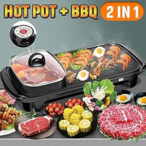 UONE Electric Hot Pot Grill Smokeless,Multifunctional BBQ hot Pot,Smokefree Multifunctional Barbecue Hot Pot Electric…