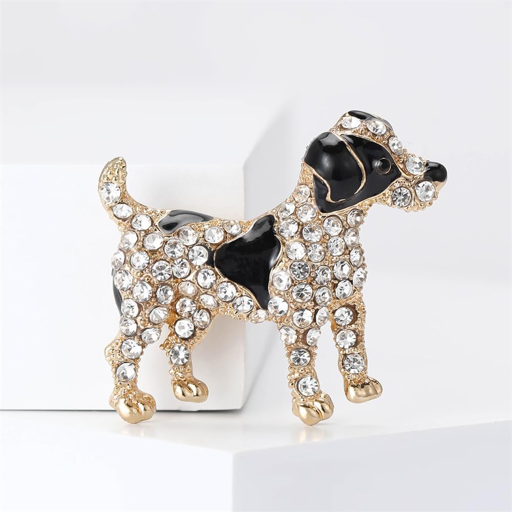 Cute Dog Rhinestones Cartoon Animal Brooch Lapel Pins Badge Brooches for Women Girls Suit Desses Clothing Backpacks Bags Hats Accessory Fashion Jewelry