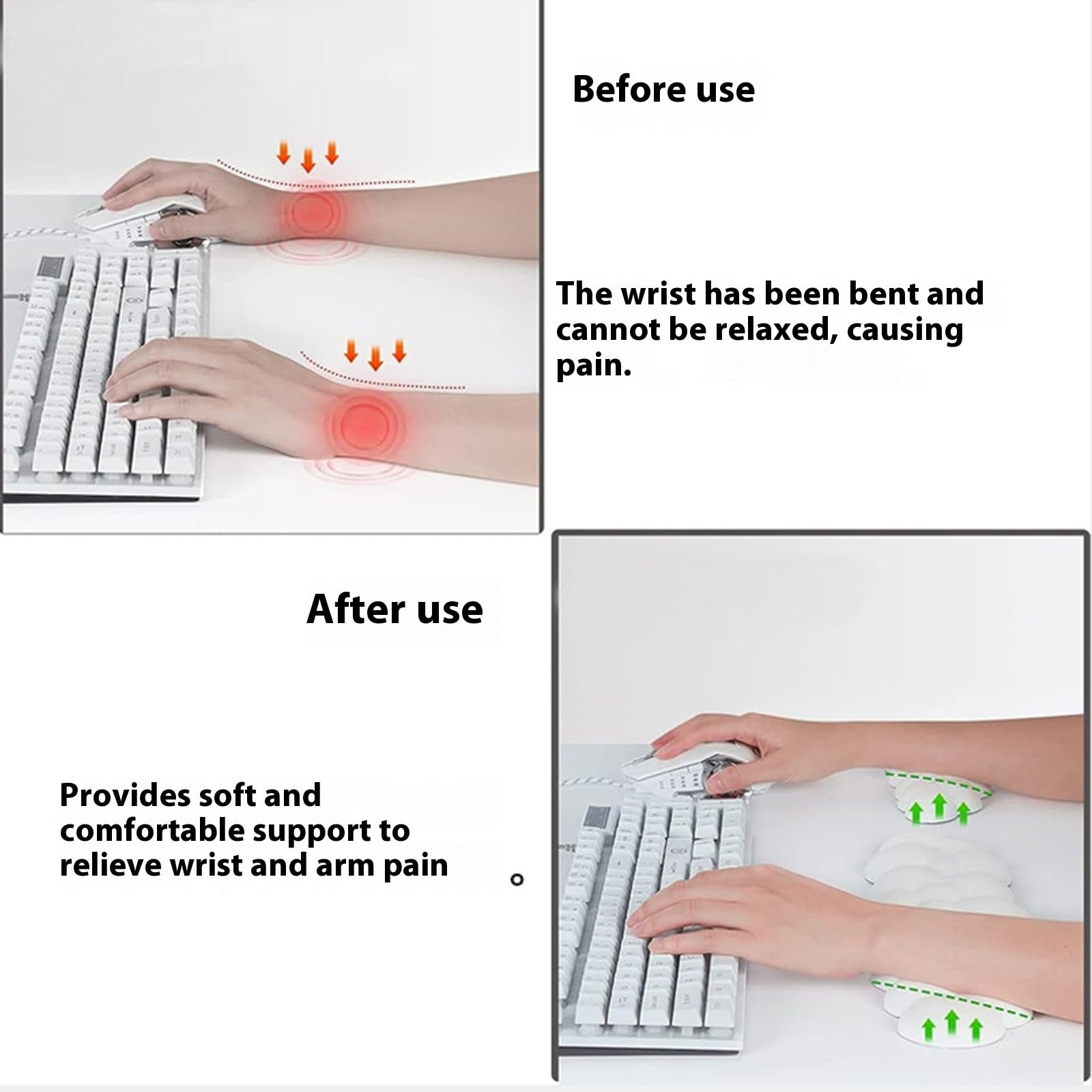 3. Atmungsaktive Silikon-Handgelenkauflage mit Gel-infundiertem Memory-Schaum, ergonomische Tastatur für Computertisch, Büro, Gaming-Zubehör, ergonomisches Handgelenkpolster für Büro