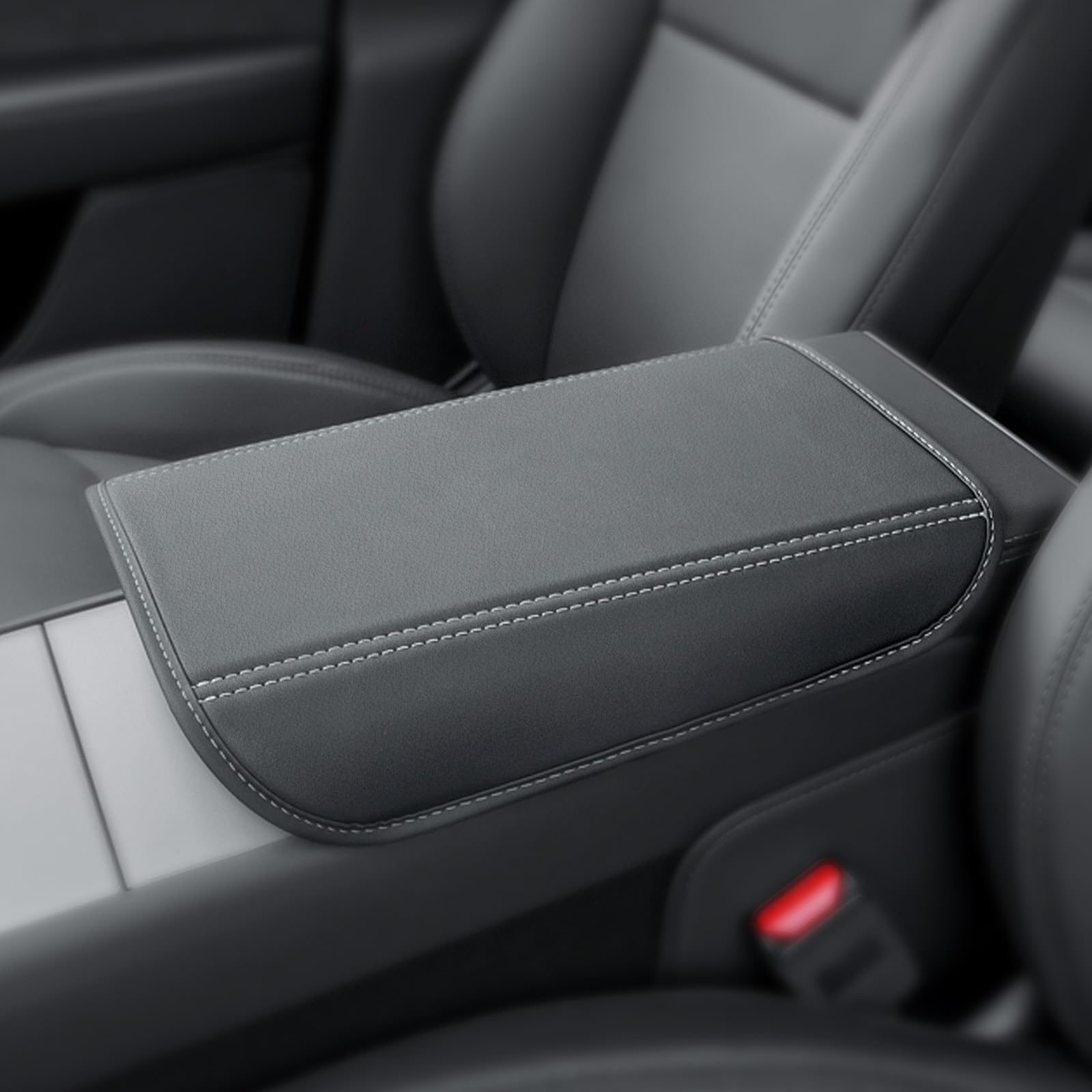 Center Console Armrest Cover for Tesla Model Y Model 3 2023-2025, Premium PU Leather Protector, Waterproof Anti Scratch Arm Rest Pad for Interior Accessories