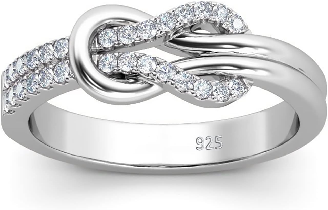 ZAFONI Mens Wedding Bands, Knot Ring, Diamond Inlaid Temperament Ring, Wedding Closing Ring, Shi Family (Size : 5)