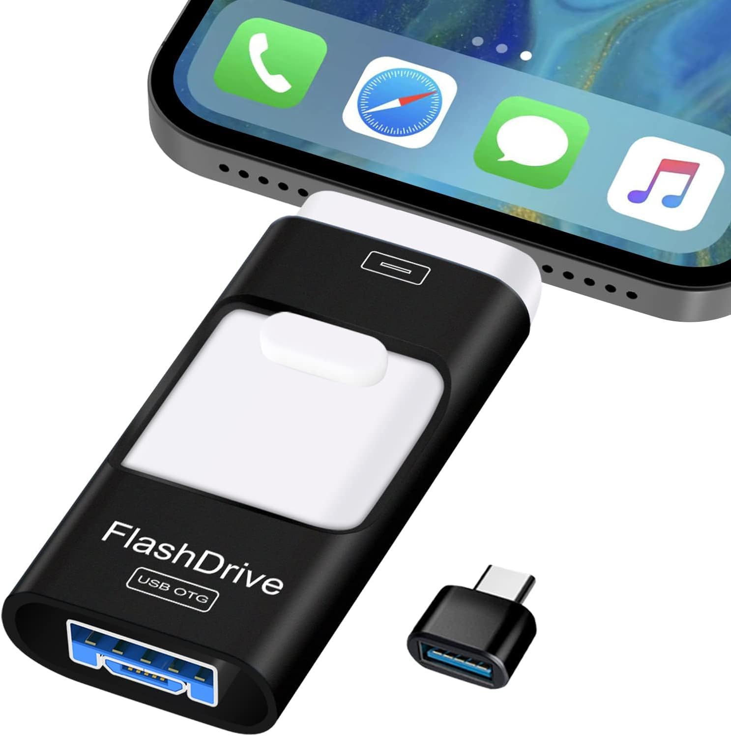 ZARMST USB Stick 256GB, 4 in 1 Flash Drive 3.0 High Speed Photostick, Memory Sticks External Storage Pen Drive for Phone/Pad/Android/PC, Copy Photo Videos Files With One Click (Black)