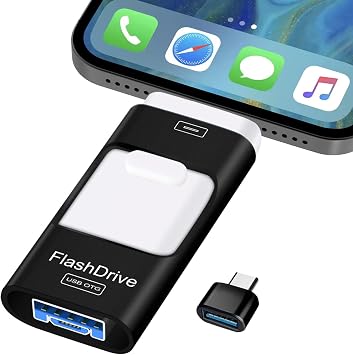 ZARMST USB Stick 256GB, 4 in 1 Flash Drive 3.0 High Speed Photostick, Memory Sticks External Storage Pen Drive for Phone/Pad/Android/PC, نسخ ملفات مقاطع الفيديو بالصور بنقرة واحدة باللون الأسود
