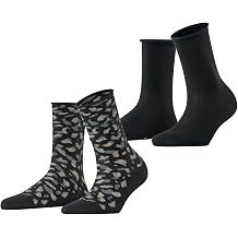 ESPRIT Women's Art Pattern 2-Pack Socks Breathable Cotton Mid-Calf Length Patterned 2 Pairs