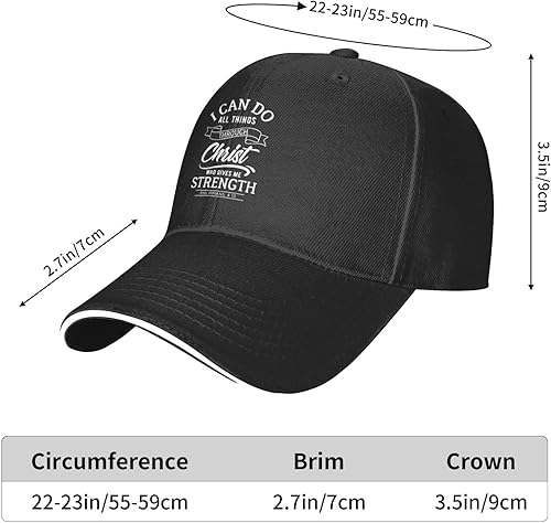 Miniatura 4 de Gorra de béisbol con texto en inglés "I Can Do All Things Through Christ Christian God", para mujer, hombre, papá, lavable, ajustable, sombreros de