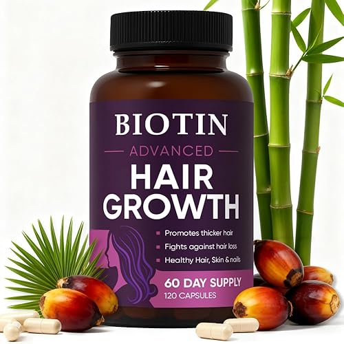 Crecimiento del cabello  Biotina 10,000mcg, colágeno, palma enana enana americana A, C, D3, E, complejo  Regresa naturalmente el cabello, la piel y