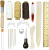Jodsen Bookbinding Tools Kits, Premium Sewing Tools for Leather,Handmade Books and Paper DIY Bookblind Set, Including Sewing Needles/Waxed Thread/Awl and So On Like Main Picture (23 PCS),beige