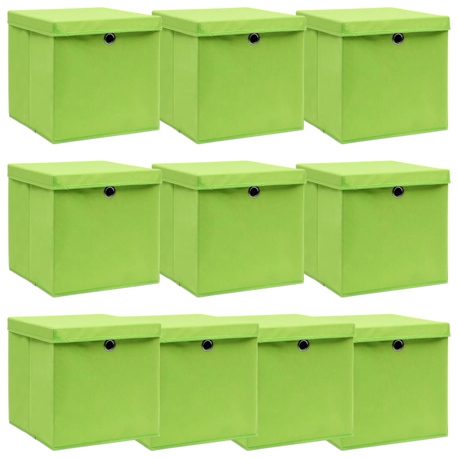 LAPOOH Aufbewahrungsboxen mit Deckel 10 STK Spielzeugkiste, Aufbewahrungskiste, Kleideraufbewahrung, Kleideraufbewahrung & Organisation, Grün 32×32×32 cm Stoff