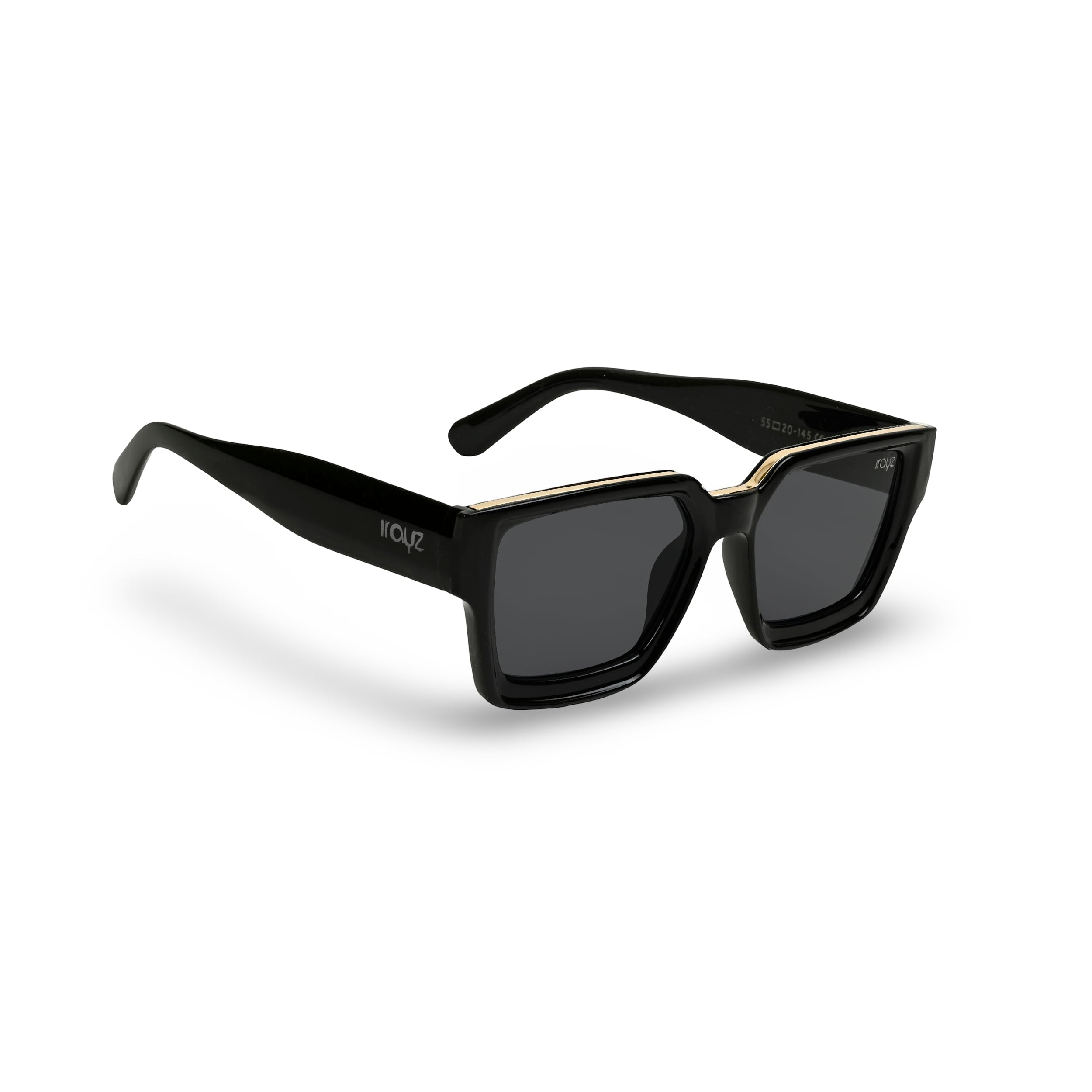 Square Frame Sunglasses for Men, Black with Gold Accent, UV Protection Eyewear-image-41