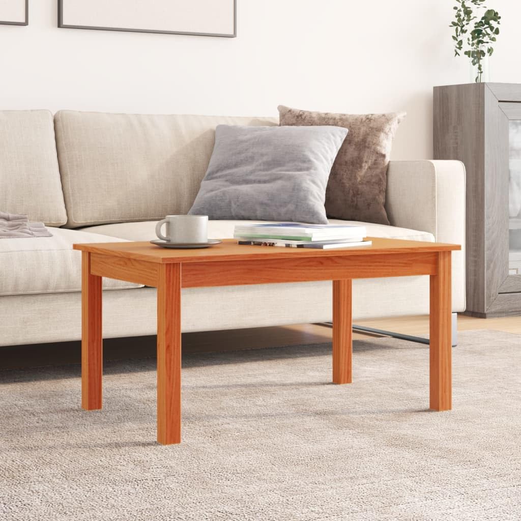 Homgoday Tavolino da caffè marrone cera 80 x 50 x 40 cm in legno di pino massiccio, tavolino da tè per soggiorno, sala d'accoglienza degli ospiti, camera da letto e ufficio