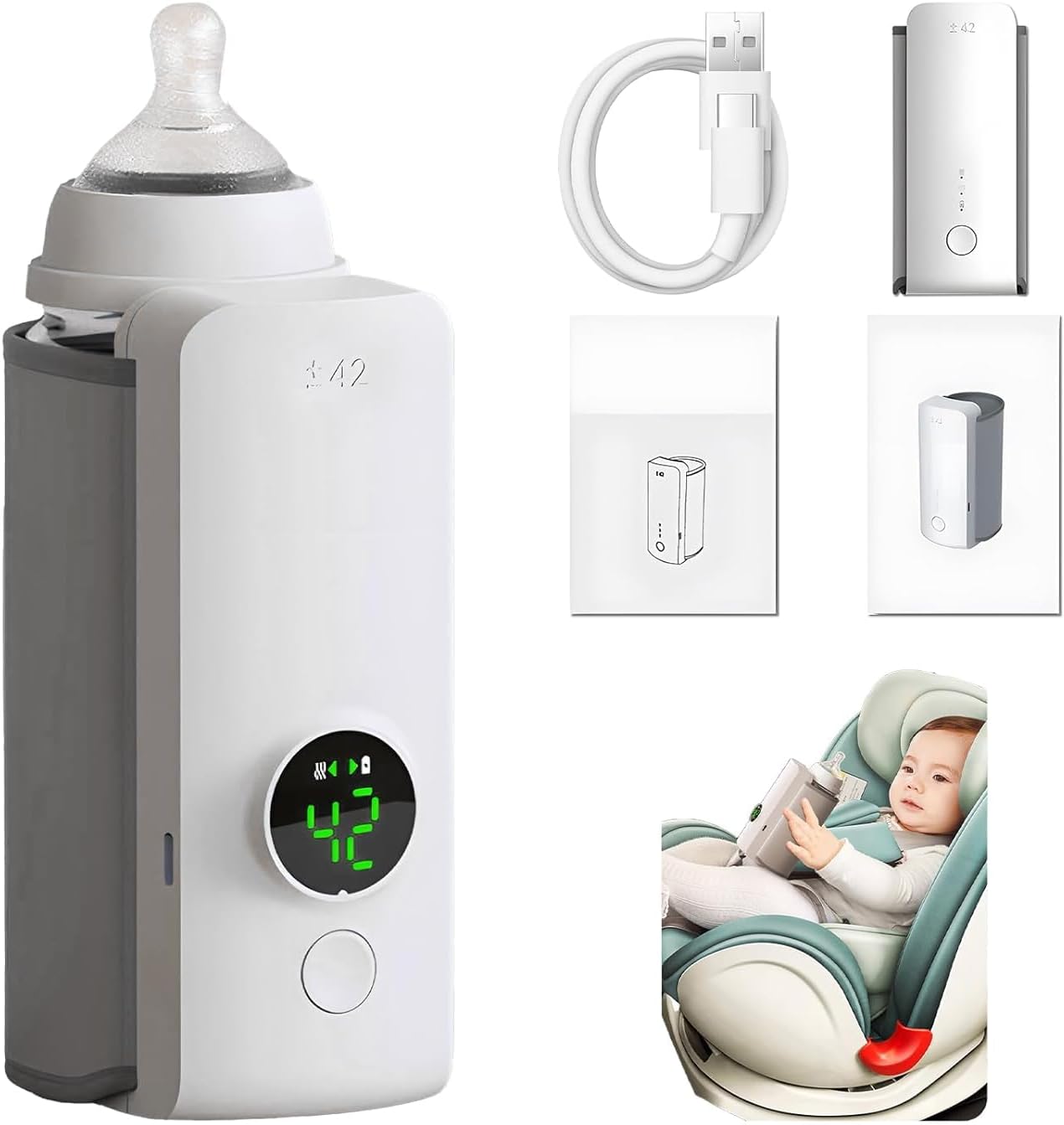 Portable Bottle Warmer,Baby Bottle Warmer,Portable Water Warmer, Bottle Warmer On The Go, Portable Bottle Warmer for Travel Wireless Portable Baby Milk Warmer (1 pcs)