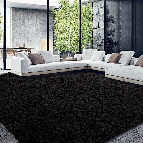 Tapete decorativo peludo 12x15 pies HOMBYS negro miniatura 1