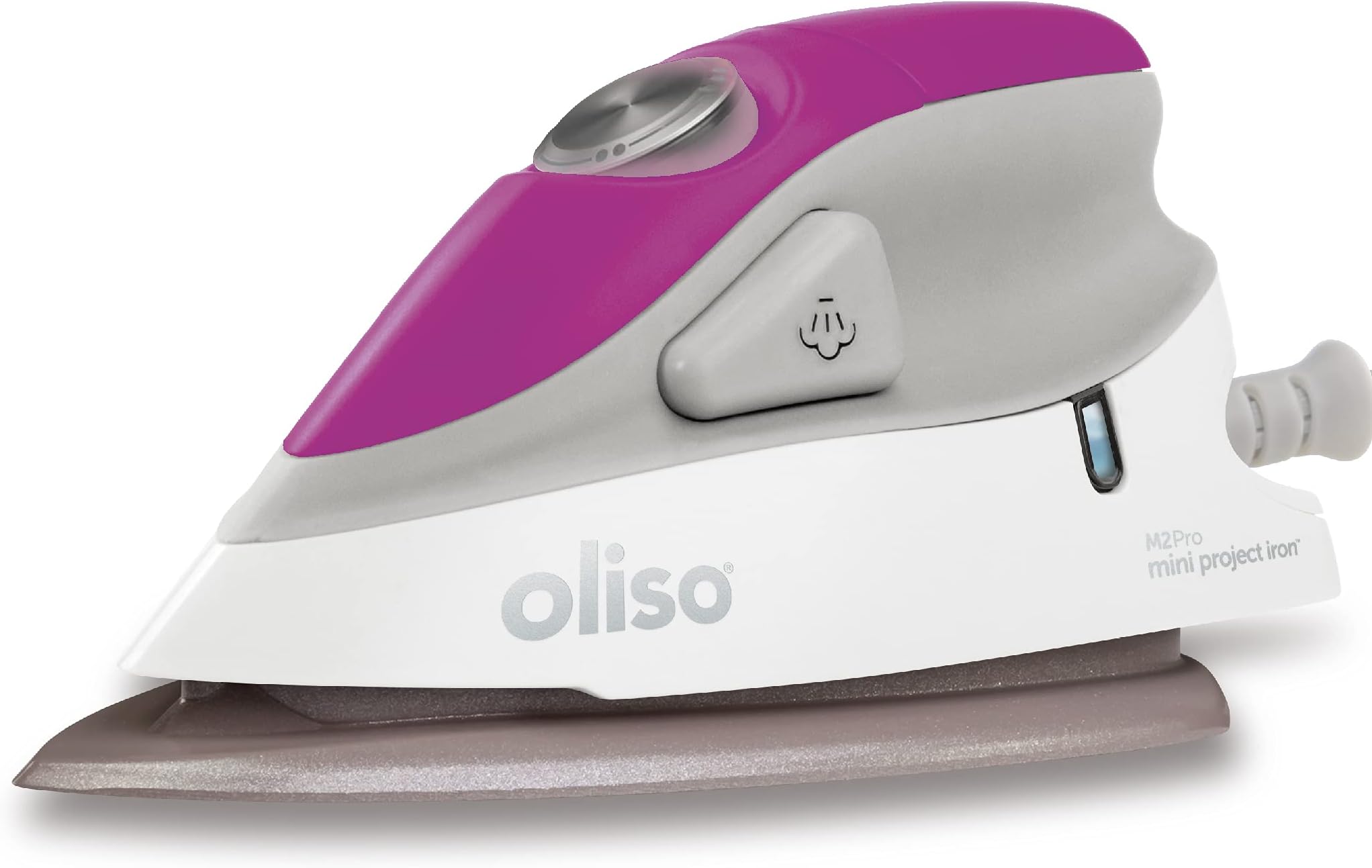 Oliso M2 Mini Project Steam Iron with Solemate - for Sewing, Quilting, Crafting, and Travel | 1000 Watt Dual Voltage Ceramic Soleplate Steam Iron, Orchid