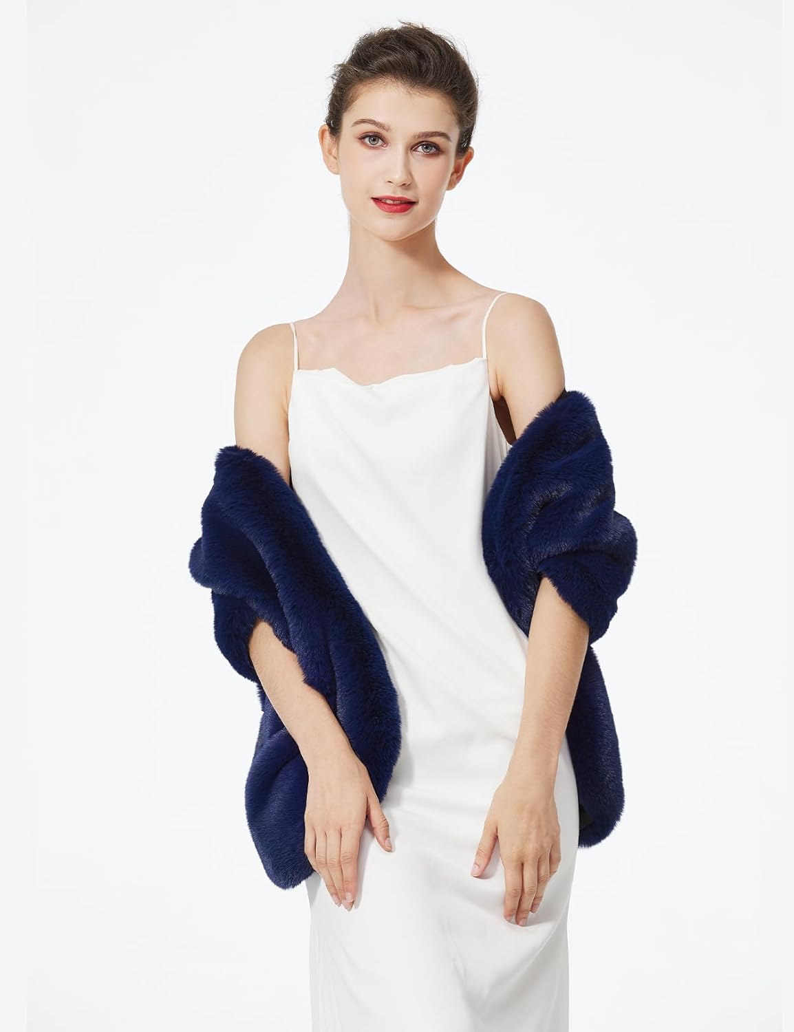 BEAUTELICATE Women's Faux Fur Shawl Winter Wedding Stoles Wrap for Bridal Evening Party - Image 4