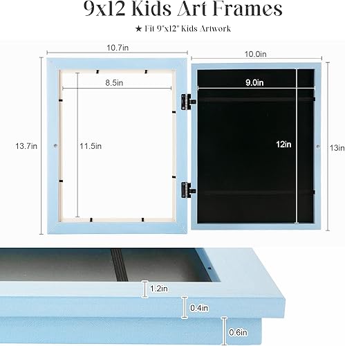 Miniatura 269 de [Paquete de 2] Marcos de arte para niños, marcos de arte para niños, de 8.5 x 11 pulgadas, con apertura frontal, intercambiables, marco de Crema