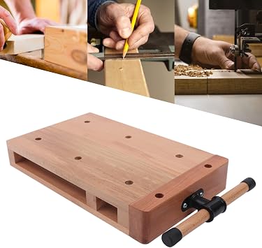 Portable Hard Wood Workbench,Desktop Woodworking Vise-Hard Wood Work Bench with G-shape Fixing Clips and 4 Limit Blocks, for Woodworking HandCraft, Home Repair, Mechanical Maintenance, Teaching Videos