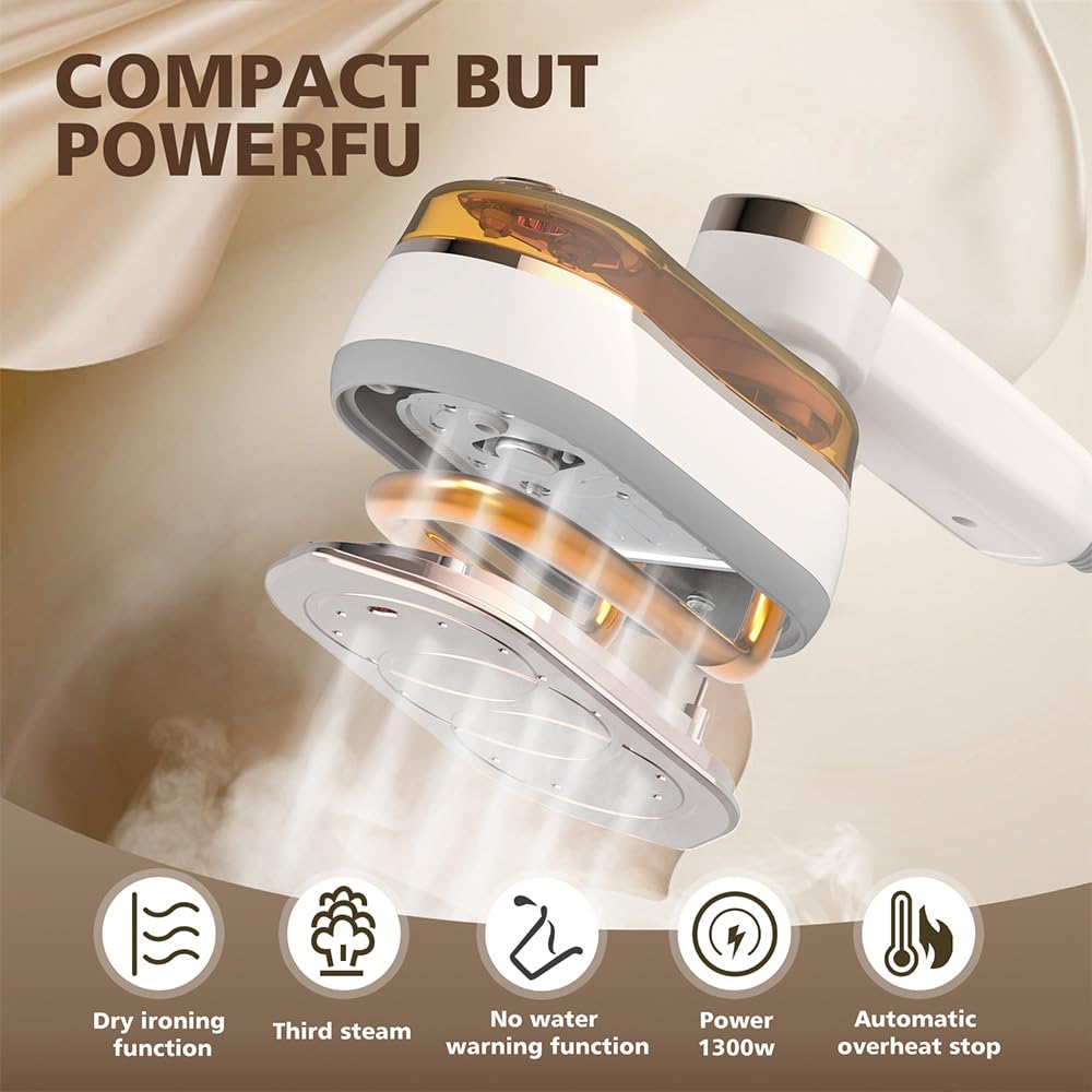 Vaporizador portátil para ropa de viaje de 1200 W, plancha de mano 2 en 1 y vaporizador con visualización LCD, 3 modos de vapor, calor rápido de 20 segundos, mango plegable de 180 °, tanque de 180 ml