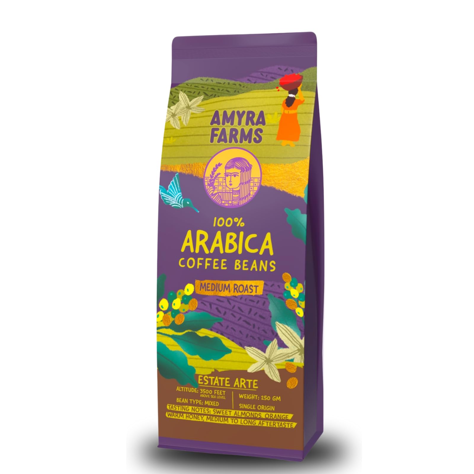 Amyra Farms Speciality Grade 100% Arabica Coffee Beans (Whole Beans) | Medium Roast | Freshly Roasted | Shade Grown | Sun Dried | Single Origin | Direct from our farms in Chikkamagaluru | 250G (B0D3CNXMB4) Amazon Price History, Amazon Price Tracker
