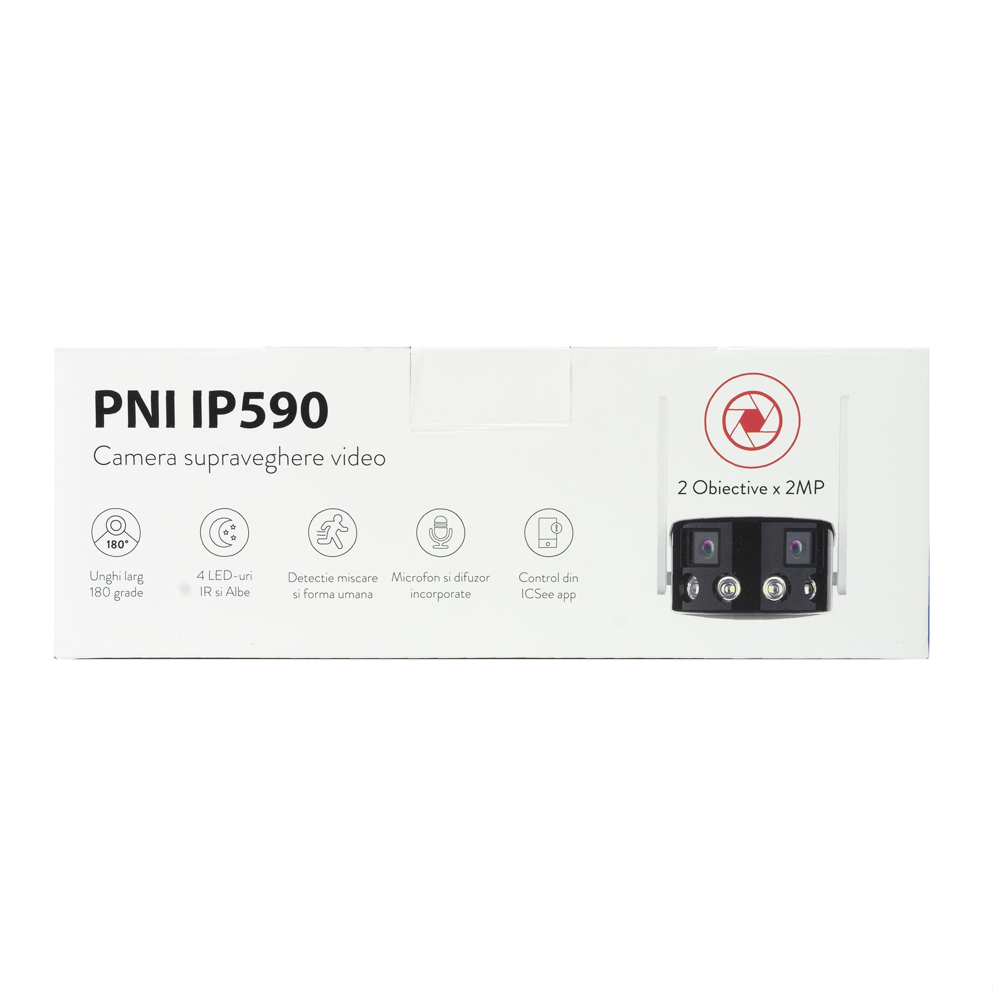 PNI Kamera do monitoringu wideo IP590, bezprzewodowa, z IP, podwójny obiektyw, 2 x 2 MP, 180 stopni, gniazdo na kartę micro SD