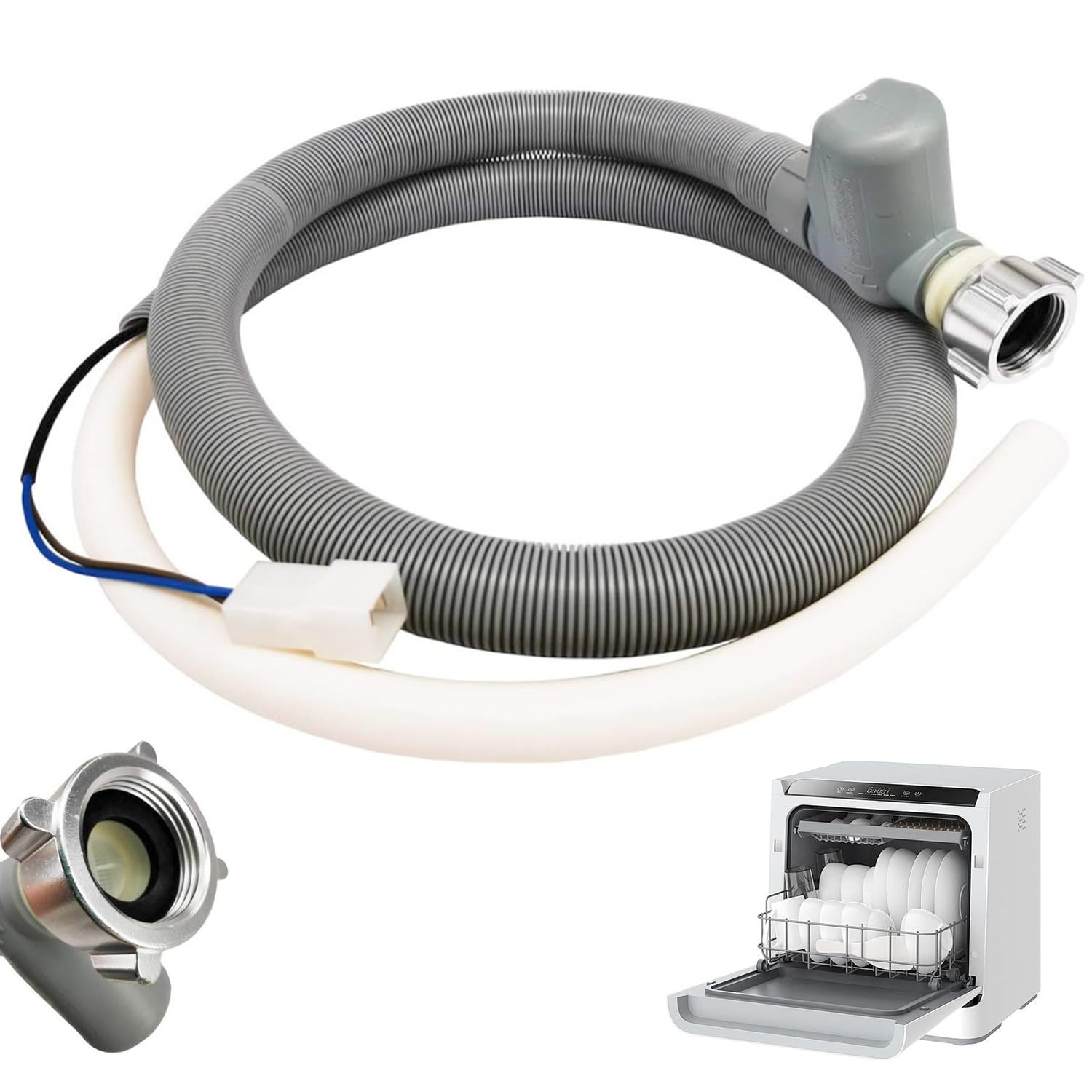 Aquastop Zulaufschlauch 1,8M Universal Einlassschlauch für Geschirrspüler, Universal Geschirrspülerschlauch, Kompatibel mit Miele Bosch Siemens AEG Electrolux Zanussi Beko LG 10499862 7638500
