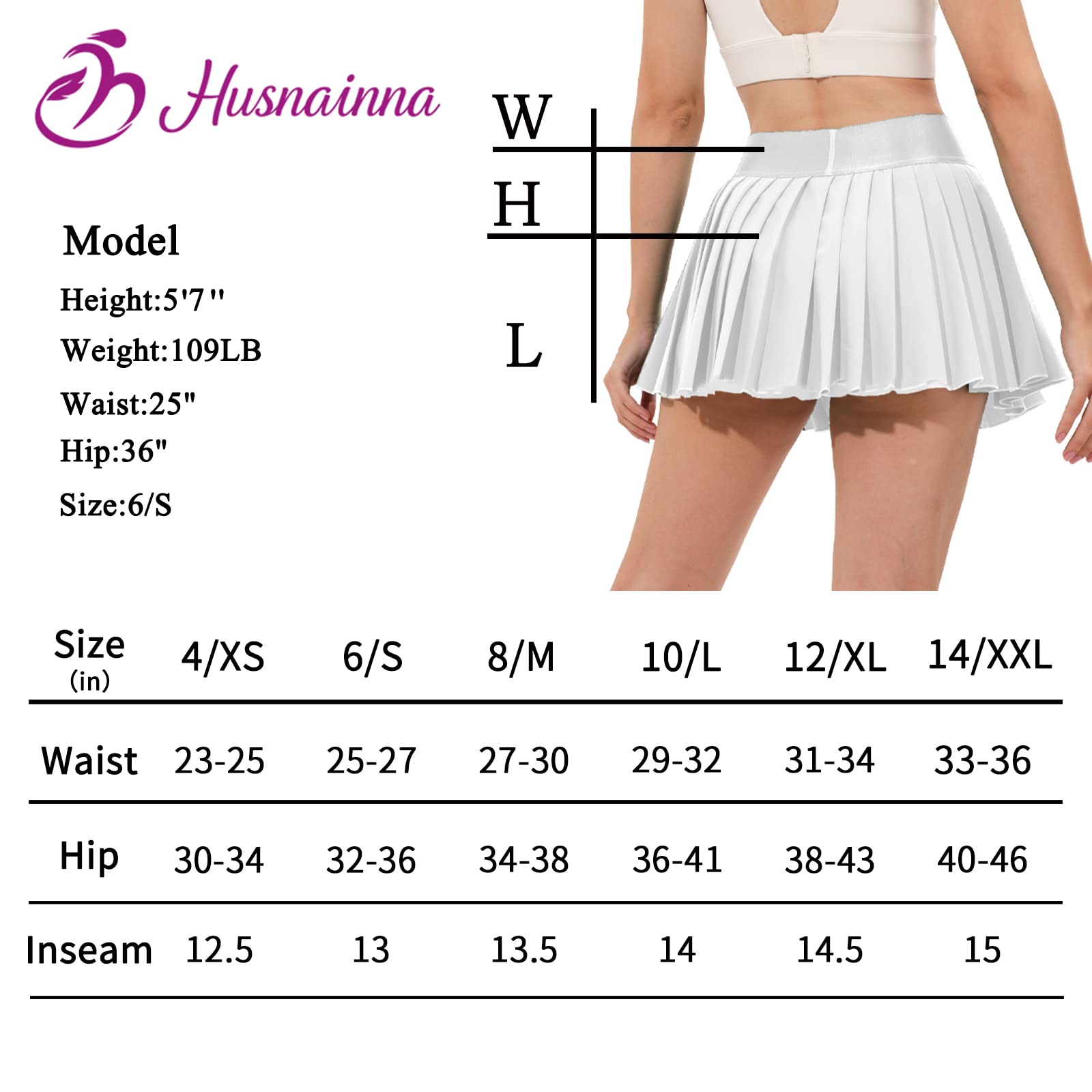 Falda de tenis plisada para mujer, pantalones cortos integrados, faldas deportivas atléticas de cintura alta, con bolsillos, holgada, casual, Blanco, Medium
