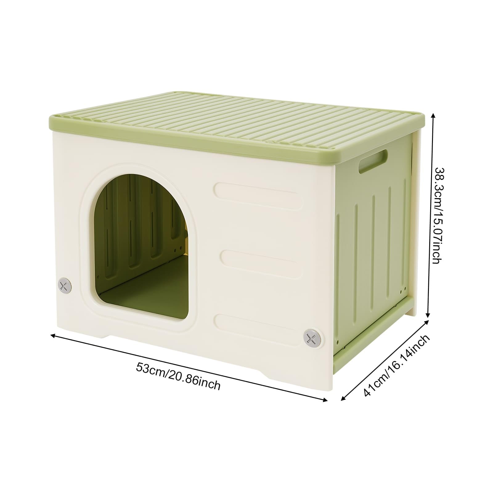 Maison pour Chat en HDPE, L53 x P41 x H38,3cm, Étanche et Robuste, Facile à Nettoyer, pour Intérieur et Extérieur (Vert, Moyen)