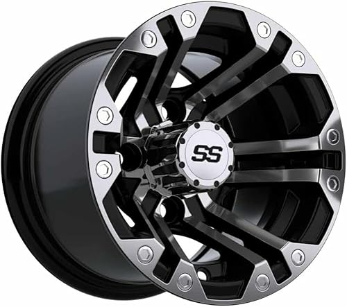 Miniatura 5 de GTW Combo de ruedas y neumáticos para carrito de golf de 10 pulgadas  GTW Specter mecanizadasruedas negras en neumáticos de barro de 20 x 10-10