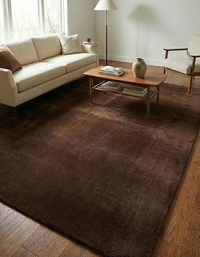 RUG AND MORE LISO Brown Solid Hand Tufted Wool Rug, 4' x 6'