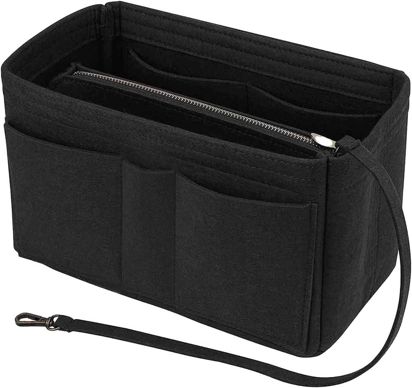 Lckaey Felt Organizer Bag Purse For Speedy Neverfull Totebag Insert with zipper 3032black-S