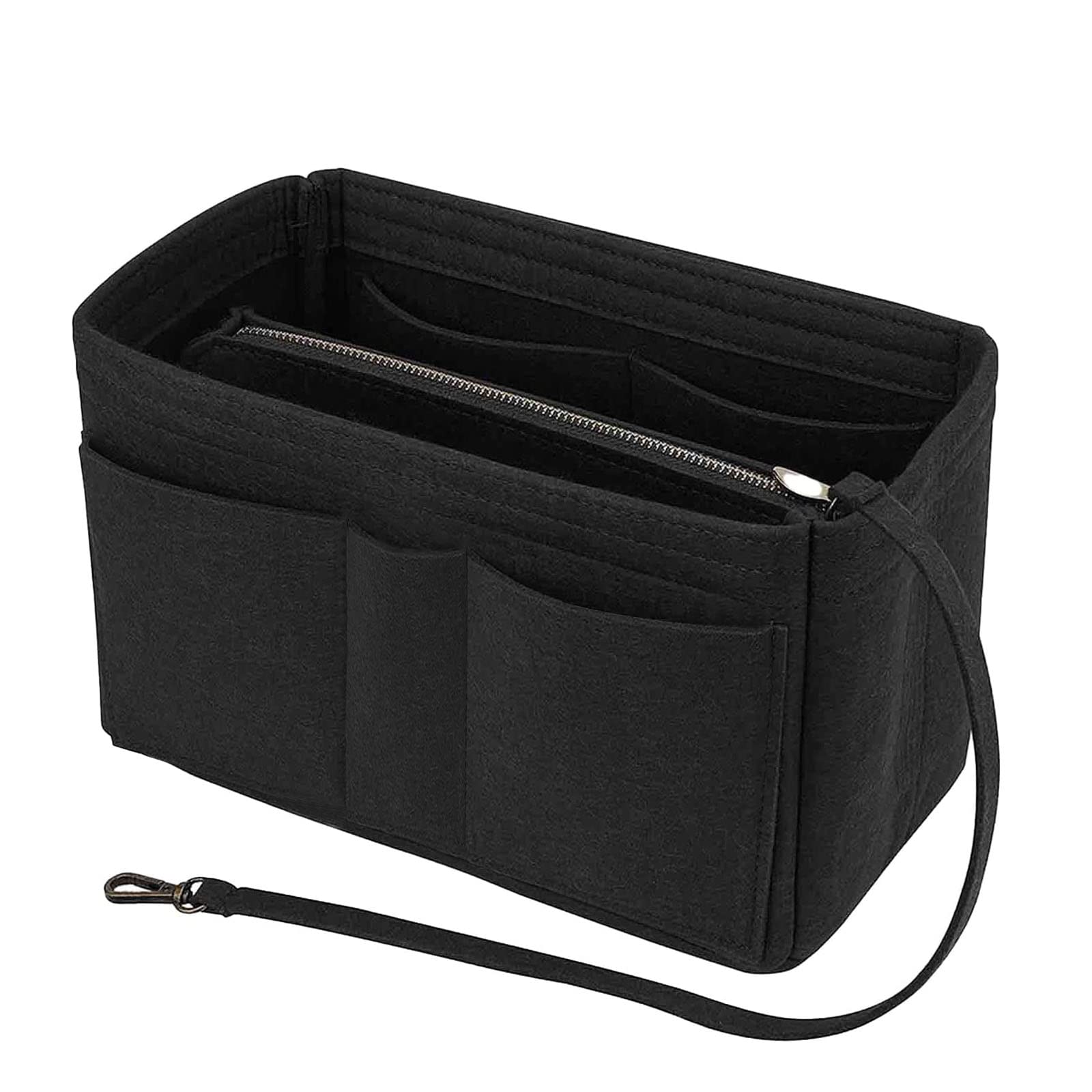 Lckaey Felt Organizer Bag Purse For Speedy Neverfull Totebag Insert with zipper 3032black-Medium