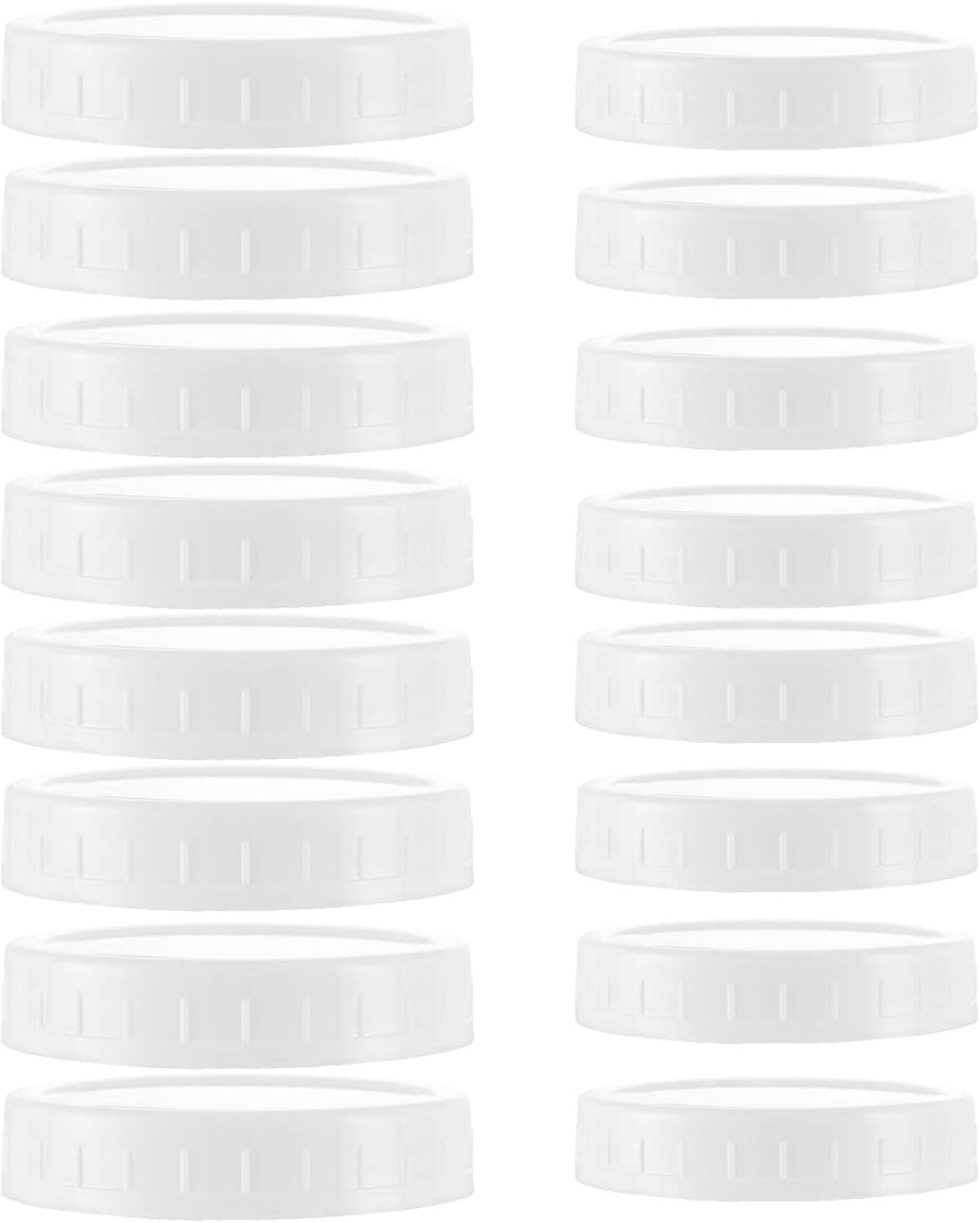 16Pcs Plastic 8 Regular Mouth Lids and 8 Wide Mouth Plastic Storage Caps for Mason Jars, White
