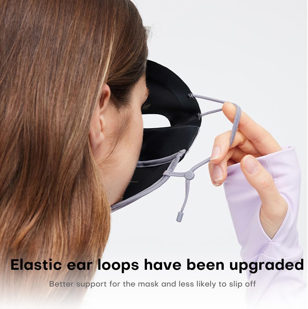 Women Full Face Mask UPF 50+ Sun Protection Breathable Cooling Face Cover Sunscreen Sports Cycling SLF6M189T Black - Image 5