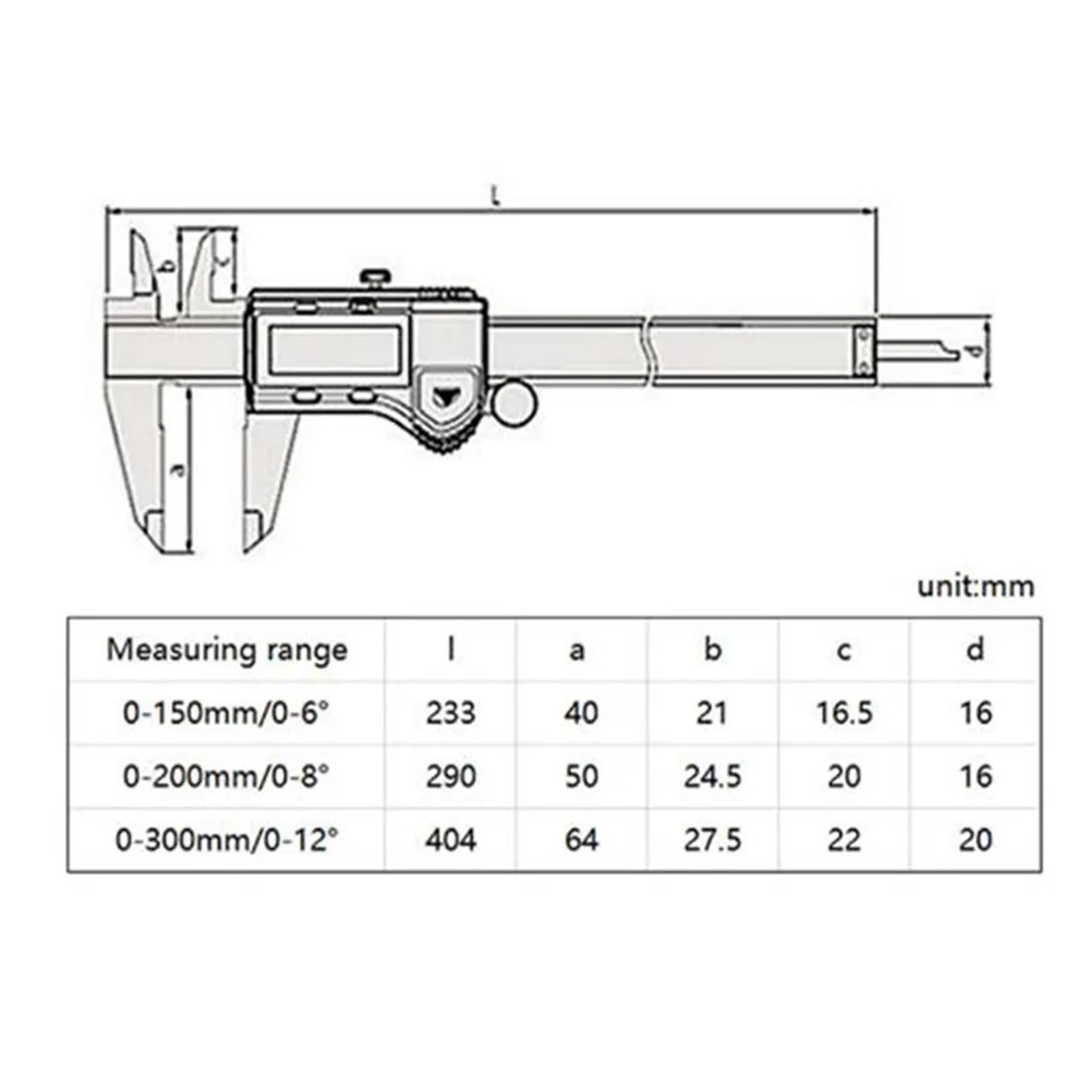 Calibro Digitale Professionale Calibro Digitale LCD Calibro a corsoio 6 Pollici 150mm 500-196-30 200mm 300mm Calibro Strumenti di Misura Acciaio Inossidabile (Color : 300mm 500-193-30)