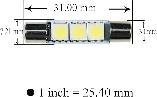 Miniatura 2 de PA LED 4 x LED 5050 3SMD Fuse Festoon Bulb Dome Interior Luz Interior Coche Visera Solar Espejo Luz 1.220 in (blanco)