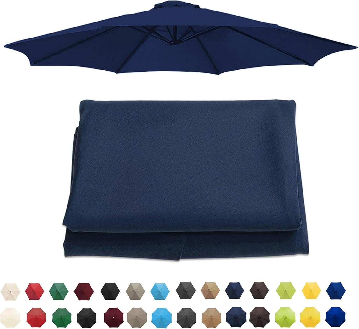 Telo Di Ricambio Per Ombrellone Da 6/8 Stecche, Anti-UV Tettoia Di Ricambio Per Ombrellone 200cm/270cm/300cm, Impermeabile Copertura Di Ricambio Per Ombrellone Da Giardino(Color:Black,Size:2 m(6.5ft