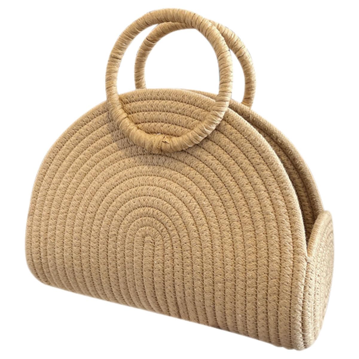 Beaupretty Borsa da Spiaggia Manico Portatile Estiva Intrecciata in Corda di Cotone e Capacità Ampia per Viaggi e Fotografia All'aperti