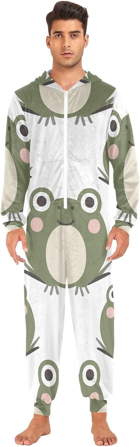 GAIREG Frogs Cute Green Men Women Onesie Pjs, Soft Adult Onesie Christmas Pajamas