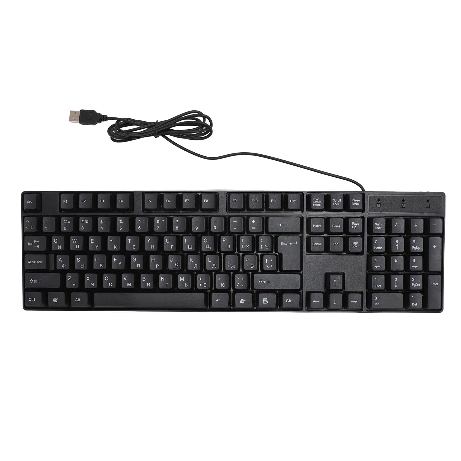 K1800 Keyboard da Gioco Cablato USB 104 Tasti, Lingua di Minoranza, Tastiera Russa, Cavo da 4,9 Piedi, Design Ergonomico per Lo Studio di Ufficio (Russo)