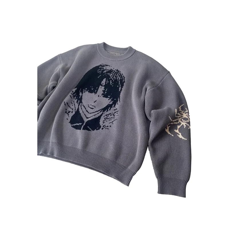 heyheyshine Cartoon Anime Knitted Hip Hop Knit Men's and Women's Sweater Harajuku Men Pullover Sweater Loose Cozy Streetwear3