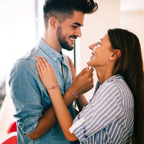 Miniatura 5 de BOCHOI - Pulsera contra el mal de ojo para mujer, brazalete de hilo de buena suerte, pulsera de protección de cábala, pulsera de deseos de amistad,