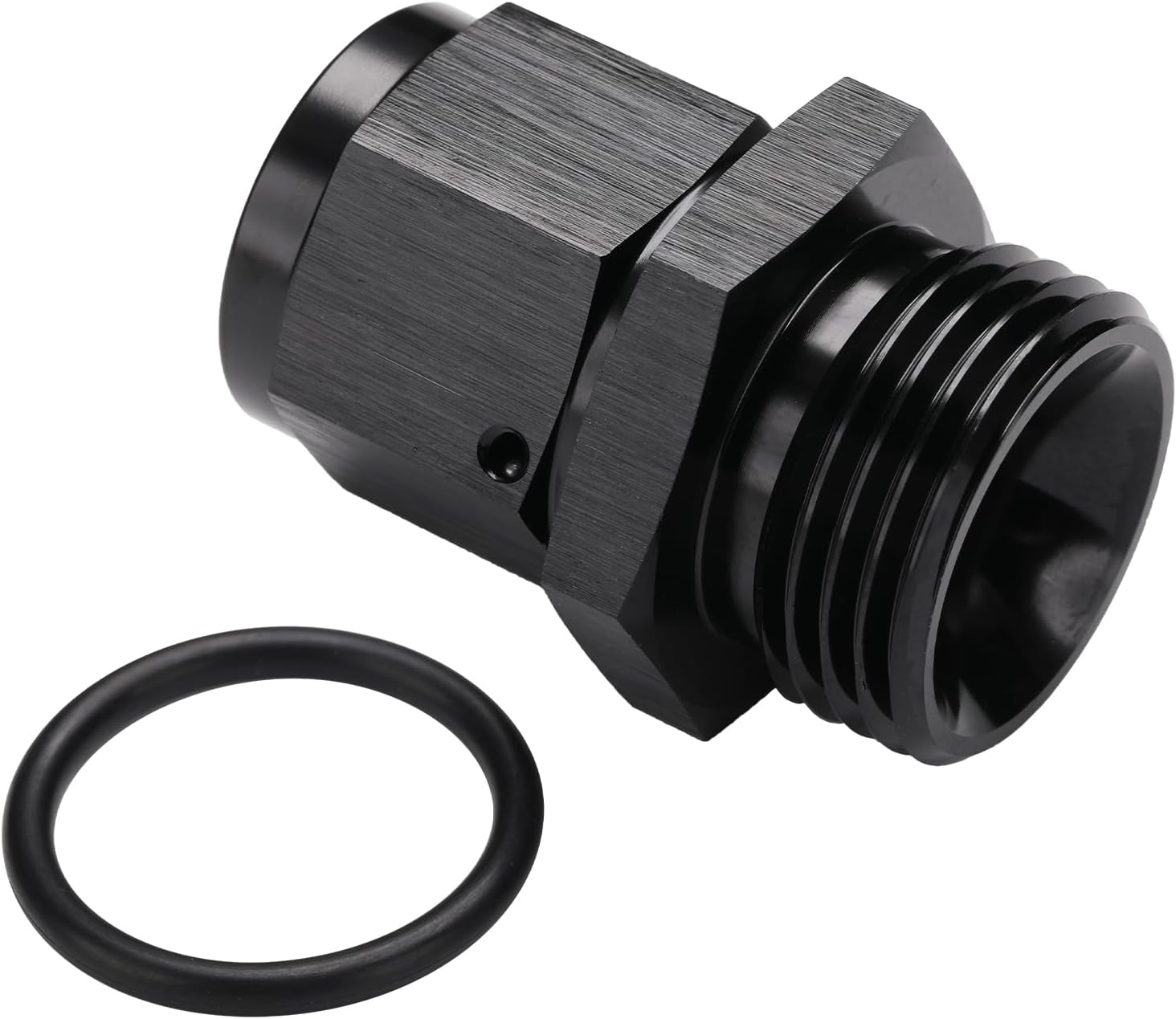 6AN Female Flare Swivel to 6AN -6 ORB Male O-ring Boss Fuel Rail Fitting Adapter Straight Aluminum Black