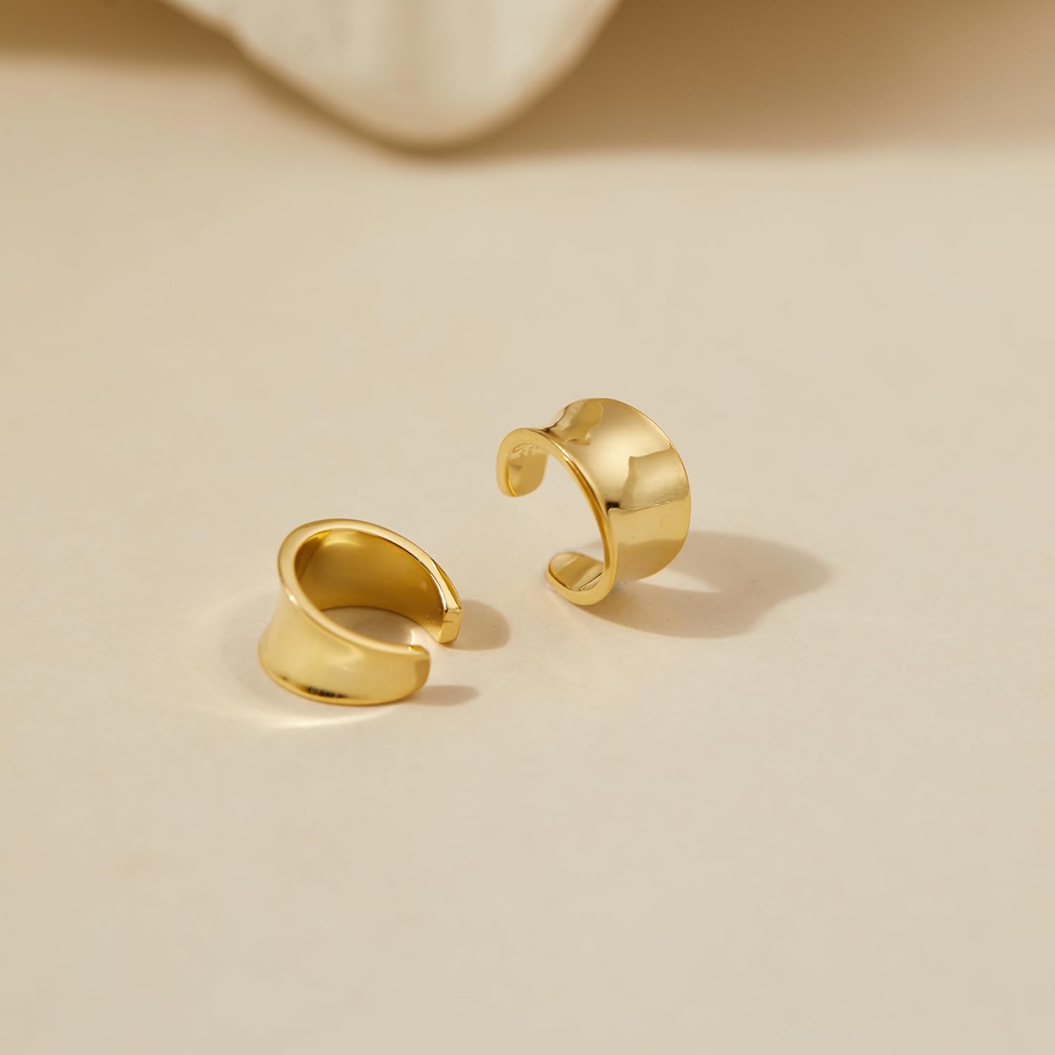 CHIC & ARTSY Sterling Silver Ear Cuff Earrings - Hypoallergenic, Simple Line, Adjustable No Piercing Clip Ons for Women Gold Plated - Image 5