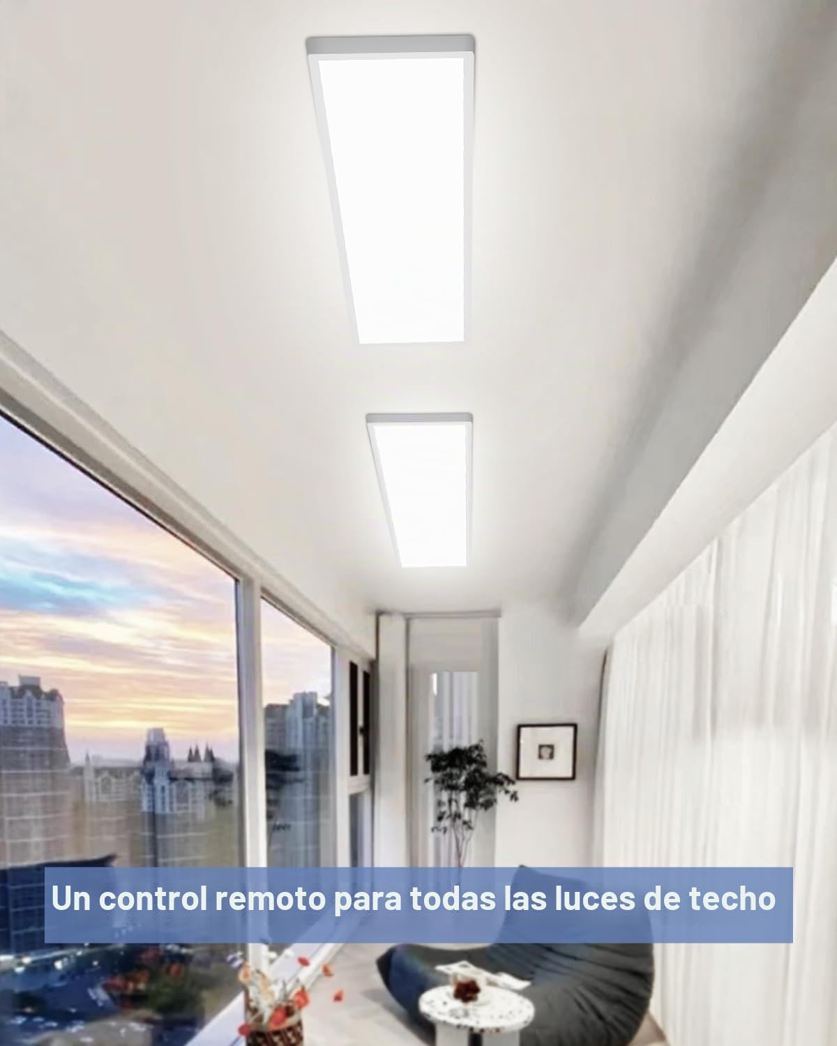 Bowfar Plafón LED rectangular con mando a distancia, atenuador 3000K-6500K, luminaria de techo LED ultrafino, 4000LM 40W con retroiluminación para salón, dormitorio, oficina, 80 x 25 x 3,3 cm, color